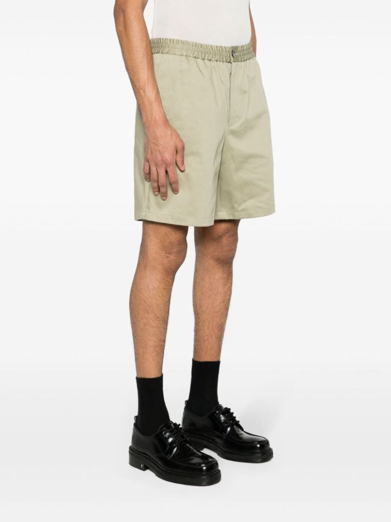 Green Elasticated-waistband Cotton Shorts