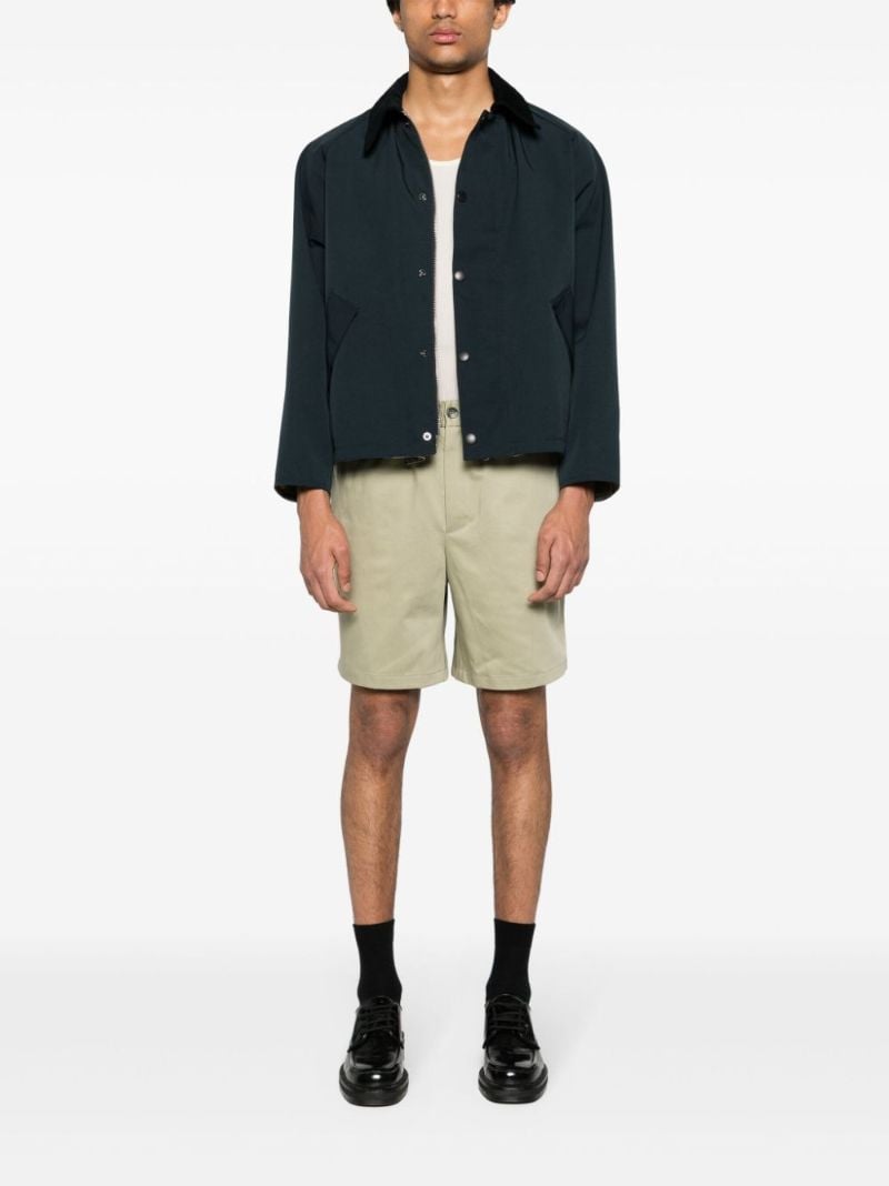 Green Elasticated-waistband Cotton Shorts