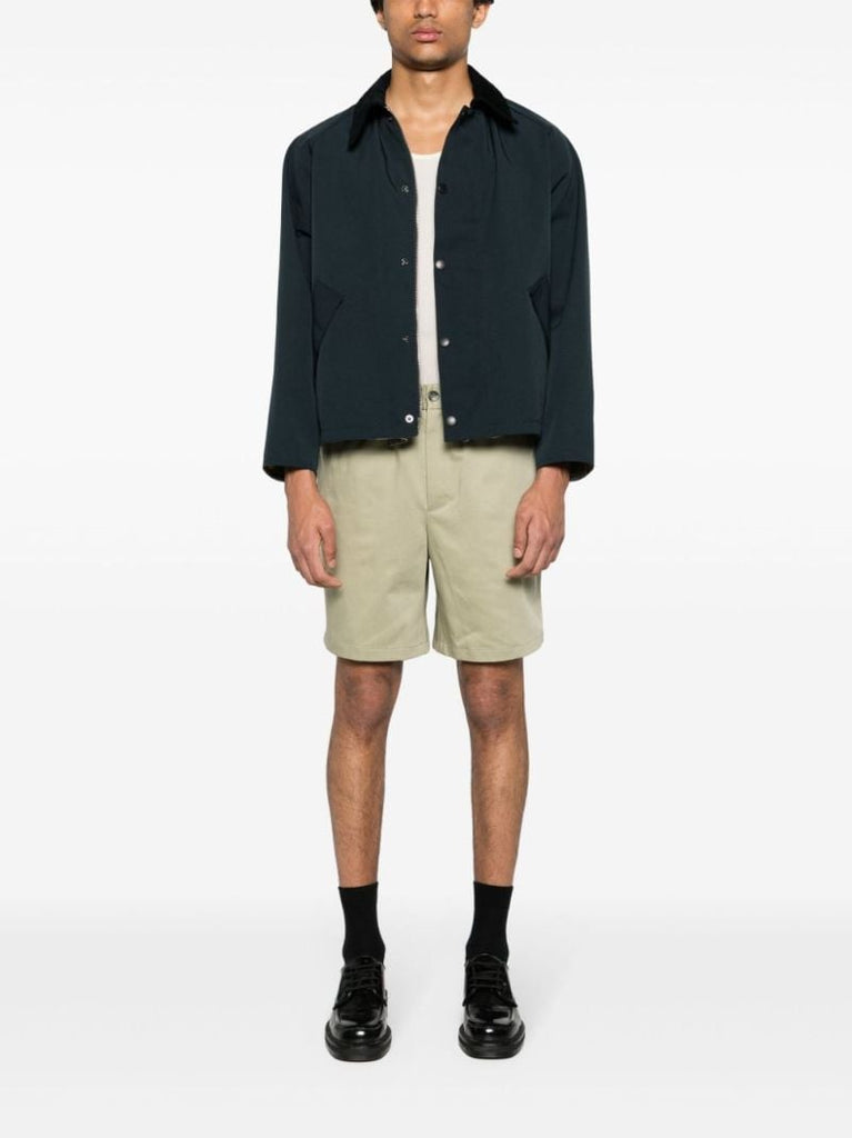 Green Elasticated-waistband Cotton Shorts