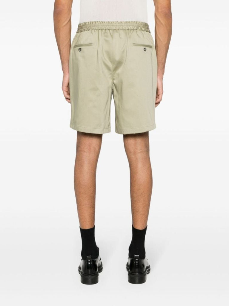 Green Elasticated-waistband Cotton Shorts