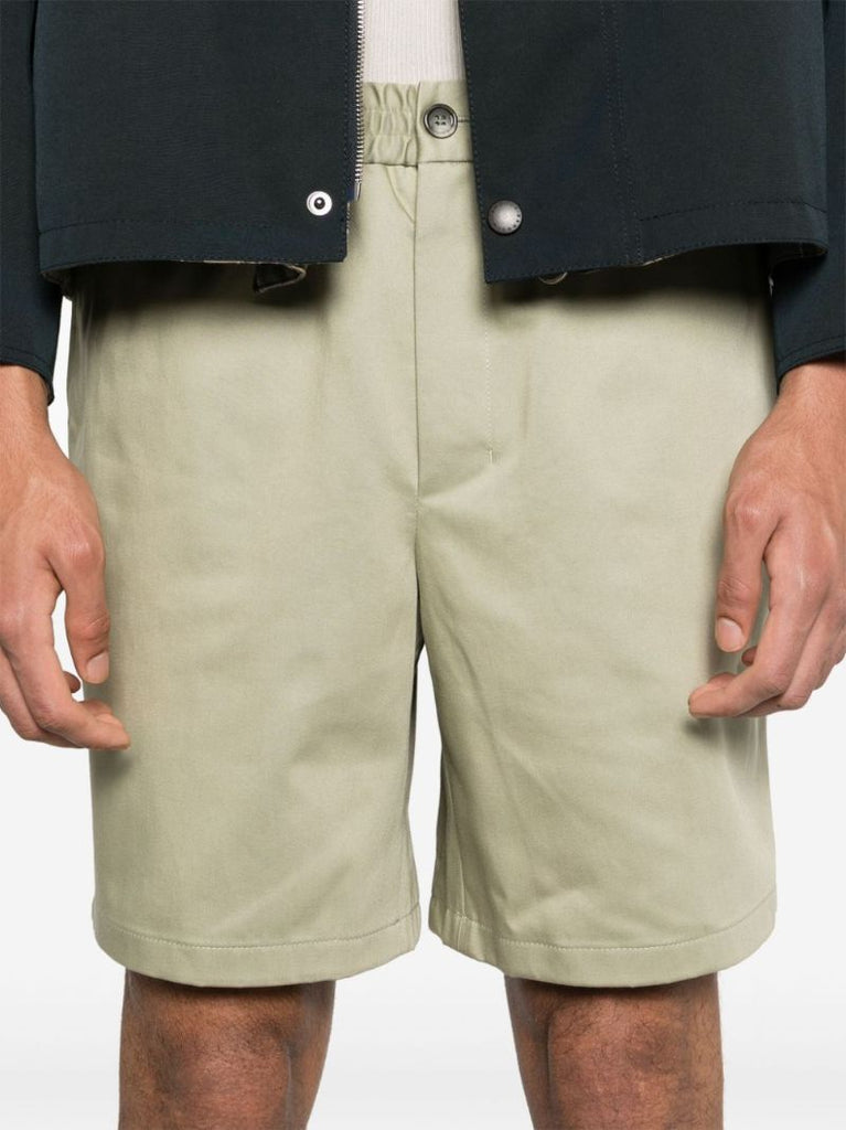 Green Elasticated-waistband Cotton Shorts