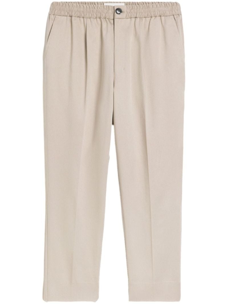 Neutral Pleated Cotton Trousers