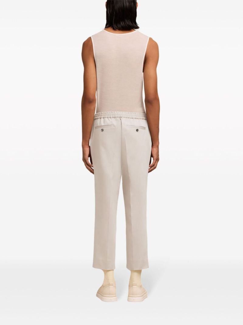 Neutral Pleated Cotton Trousers