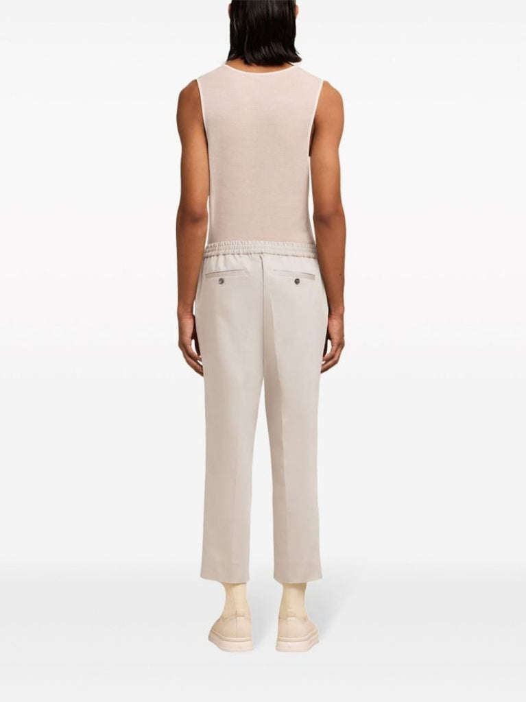 Neutral Pleated Cotton Trousers