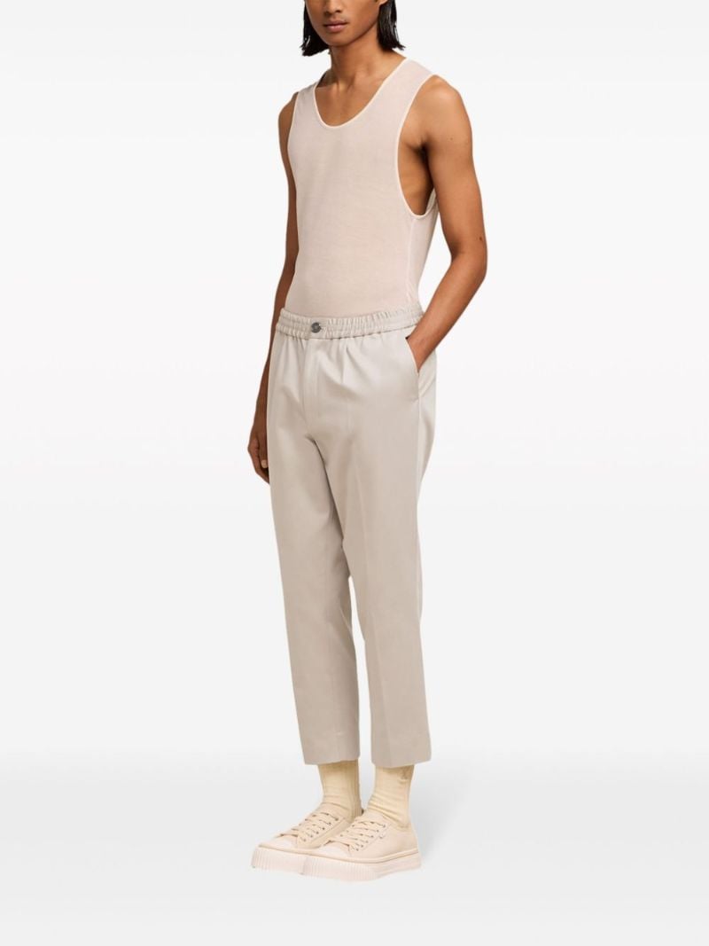 Neutral Pleated Cotton Trousers