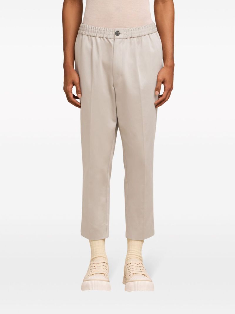Neutral Pleated Cotton Trousers