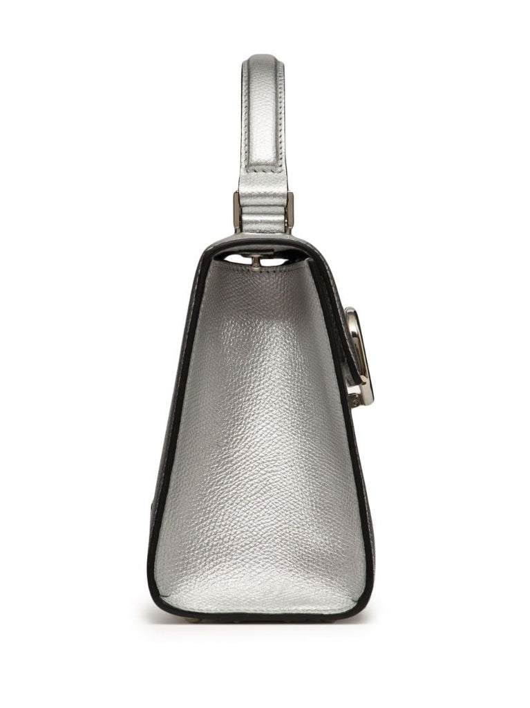 Silver Vsling Leather Tote Bag