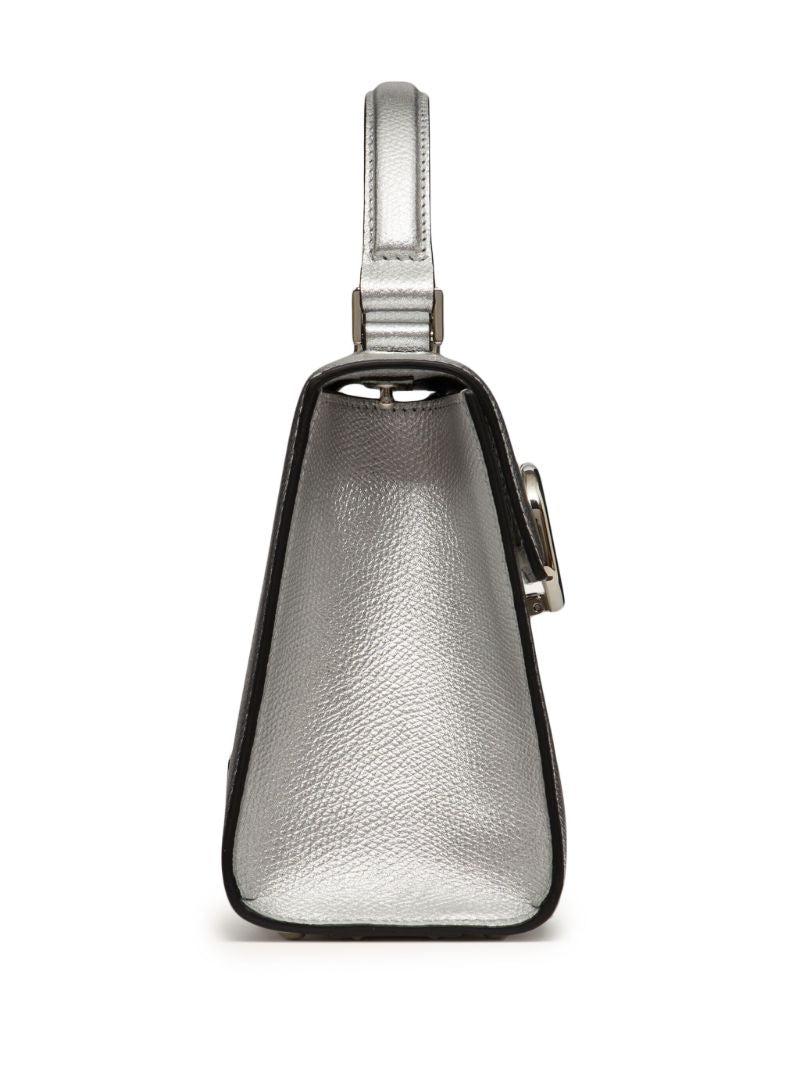 Silver Vsling Leather Tote Bag