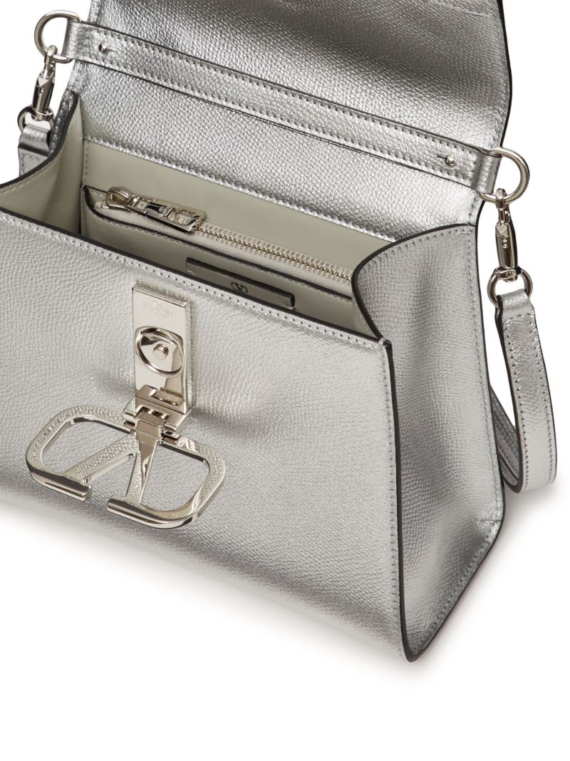 Silver Vsling Leather Tote Bag