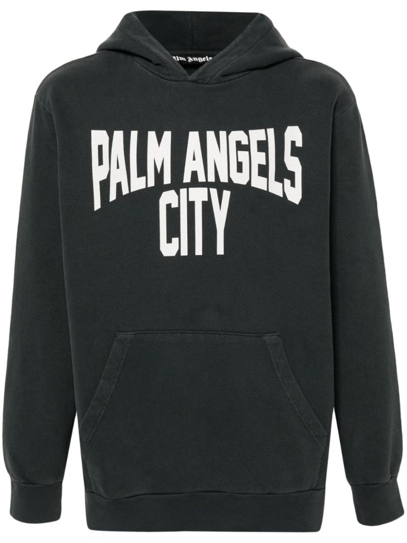 Grey Logo-print Cotton Hoodie