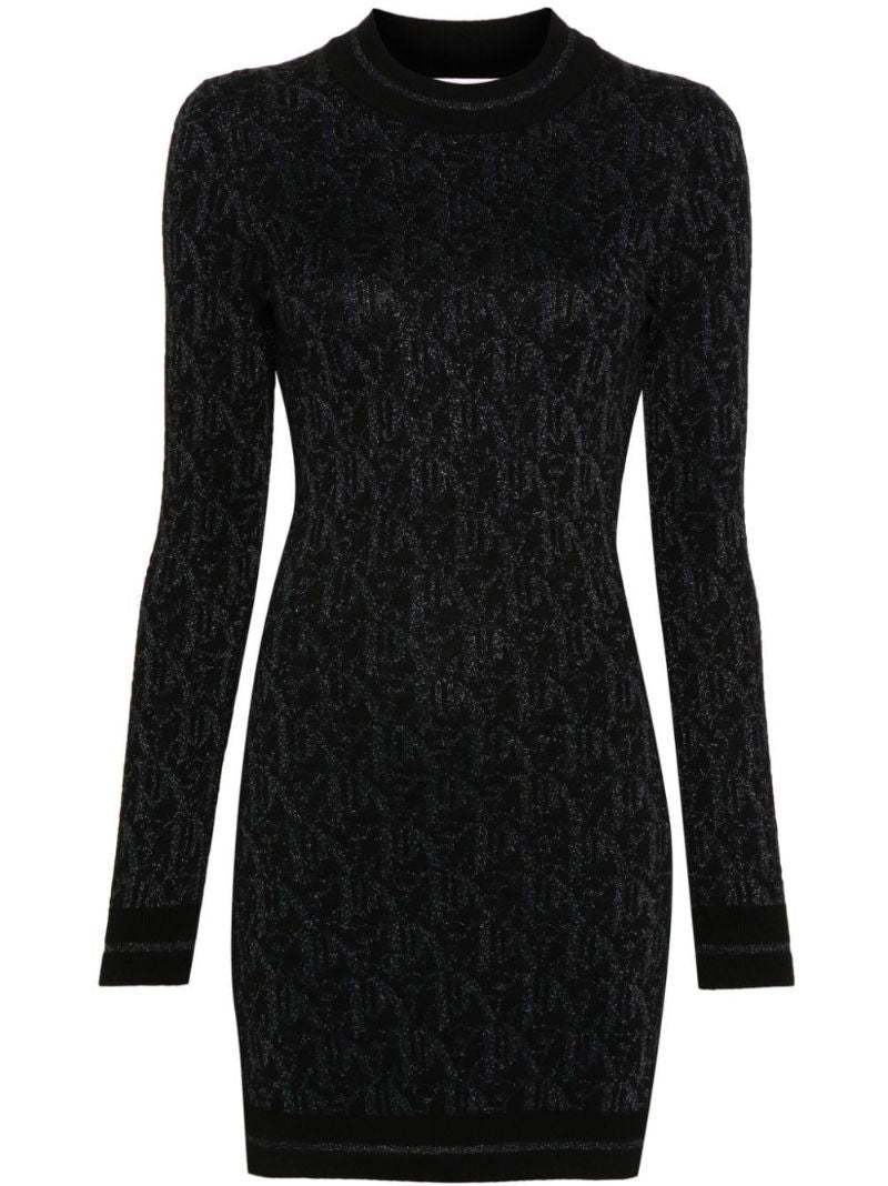 Black Monogram-jacquard Mini Dress