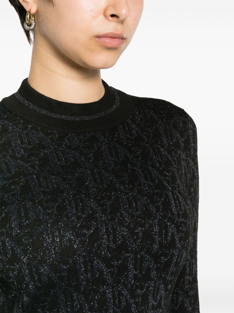Black Monogram-jacquard Mini Dress