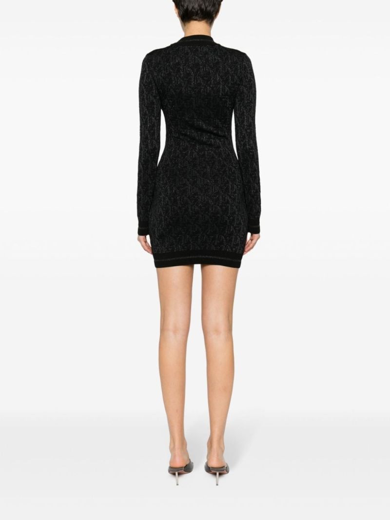 Black Monogram-jacquard Mini Dress