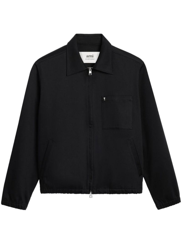 Black Cotton-satin Shirt Jacket