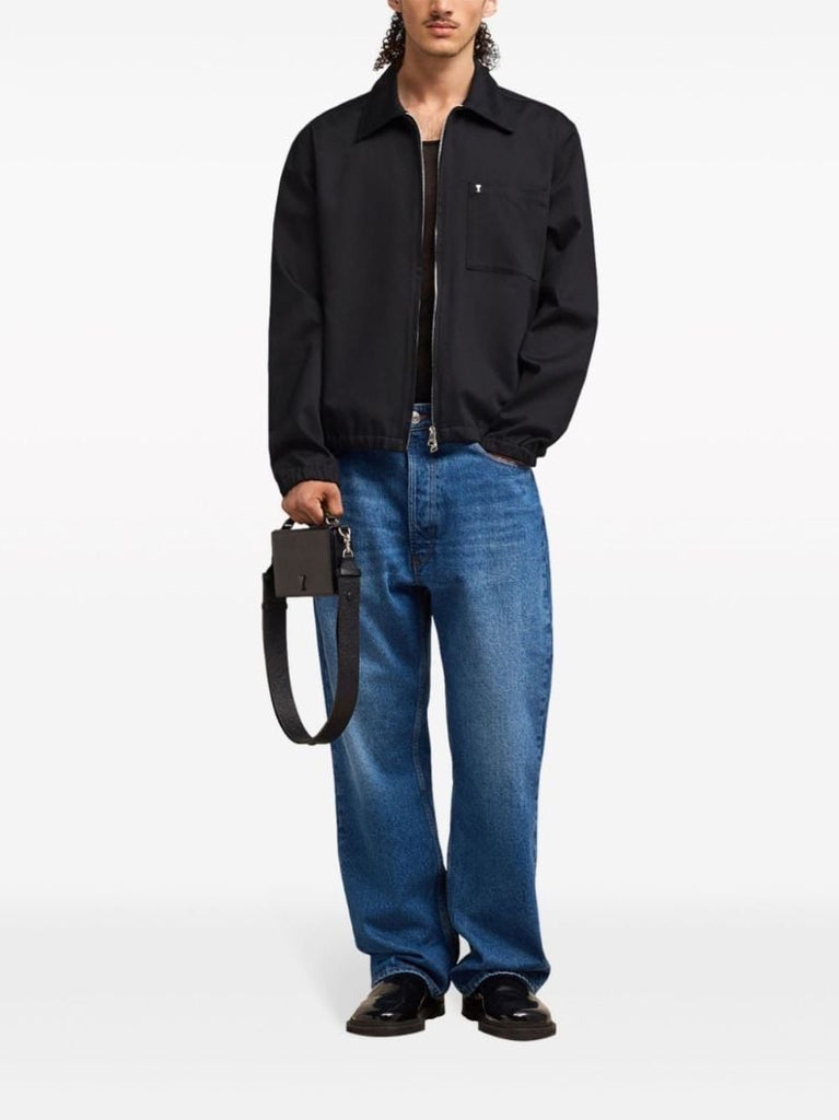 Black Cotton-satin Shirt Jacket