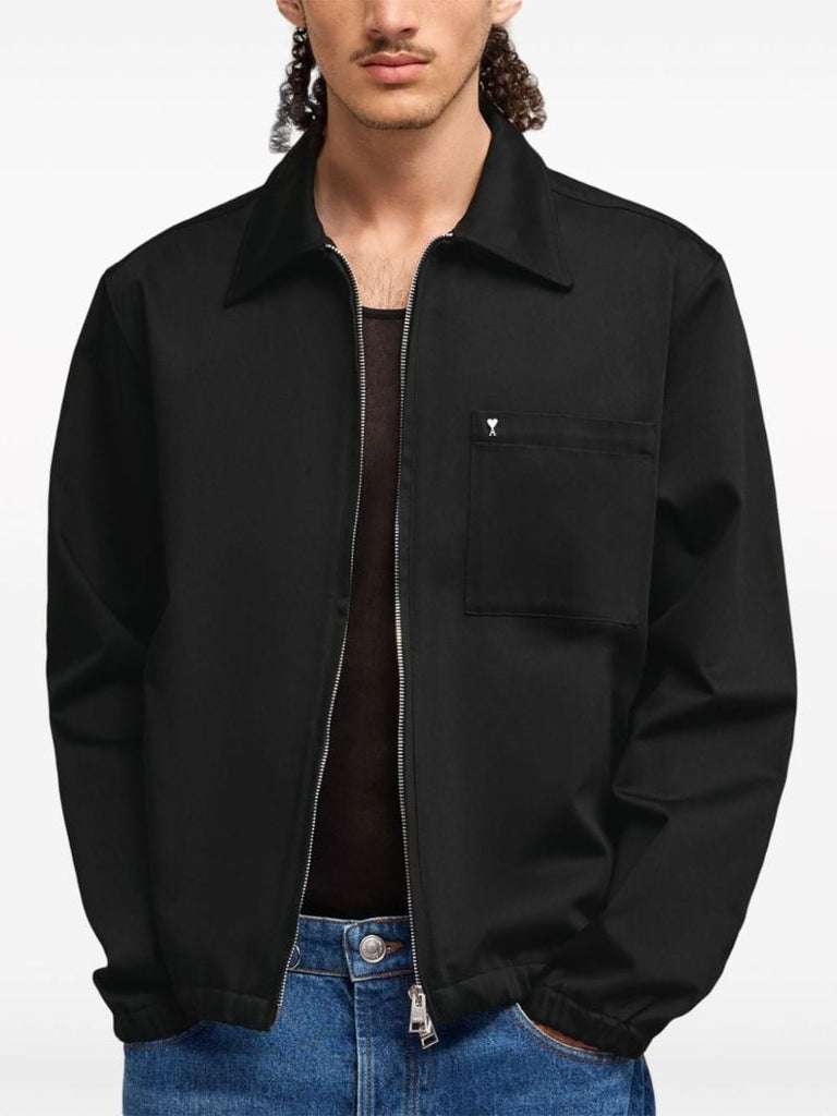 Black Cotton-satin Shirt Jacket