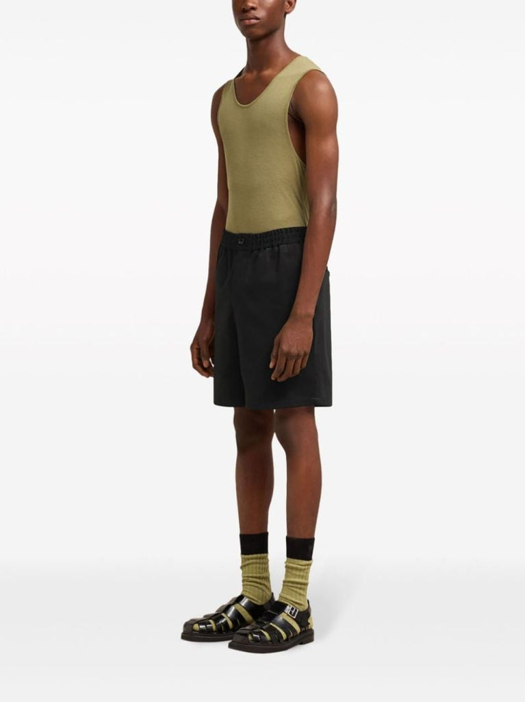 Black Cotton Chino Shorts