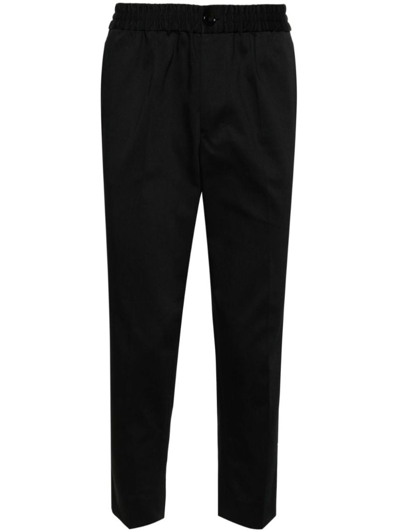 Black Elasticated-waist Cropped Trousers