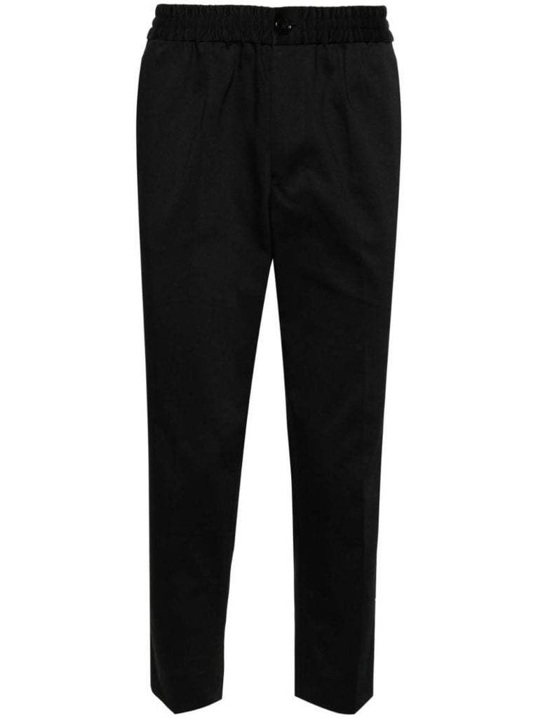 Black Elasticated-waist Cropped Trousers