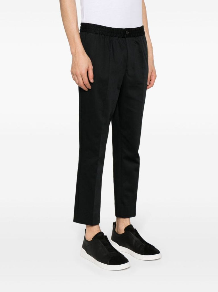 Black Elasticated-waist Cropped Trousers