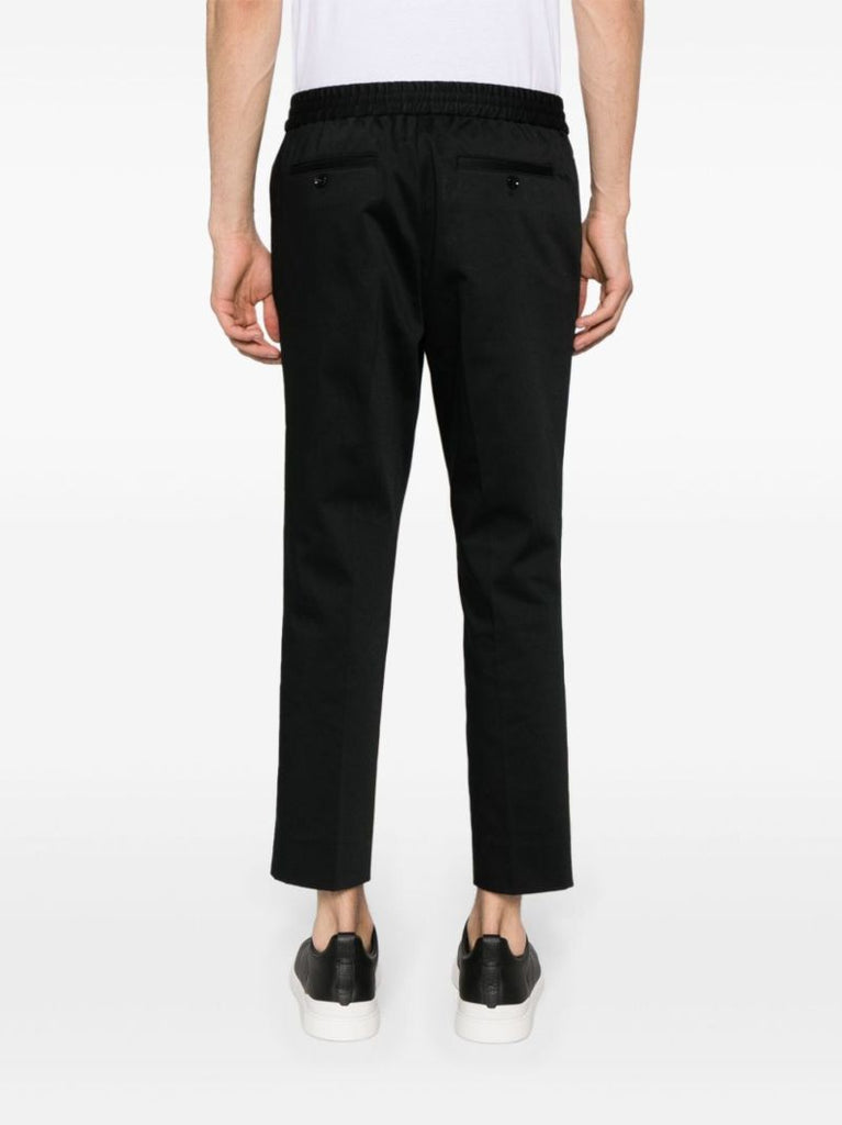 Black Elasticated-waist Cropped Trousers