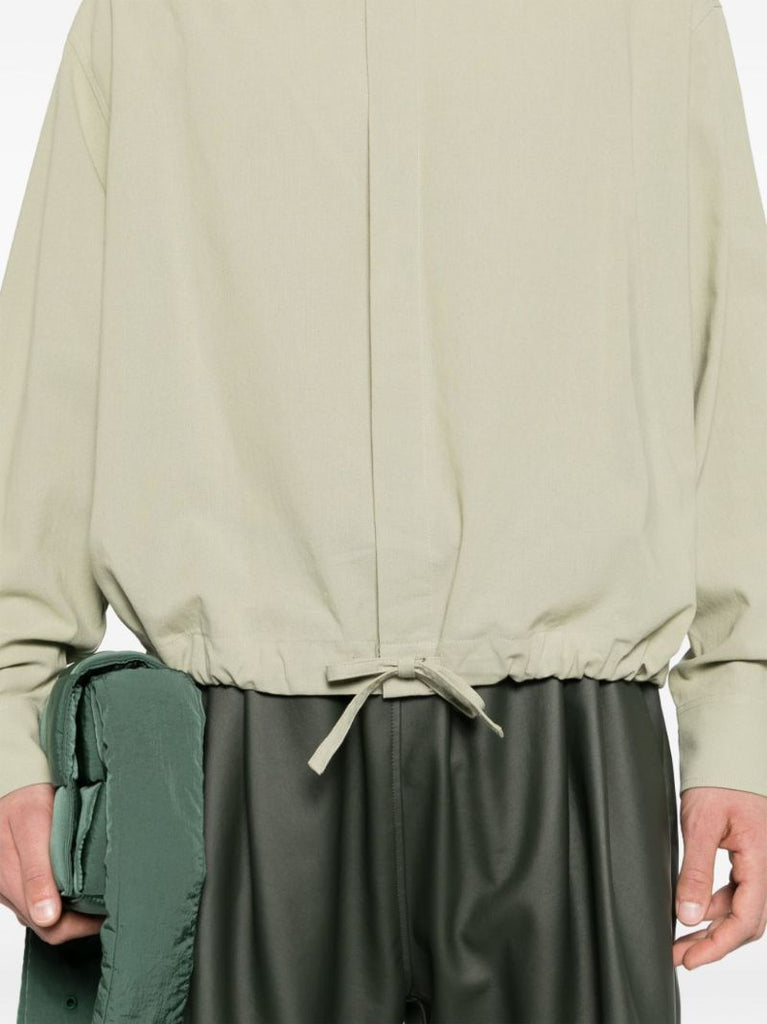 Green Drawstring Cotton Crepe Shirt