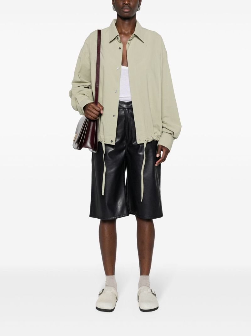 Green Drawstring Cotton Crepe Shirt