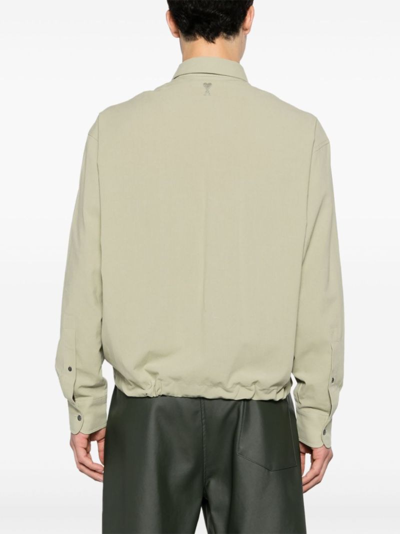 Green Drawstring Cotton Crepe Shirt