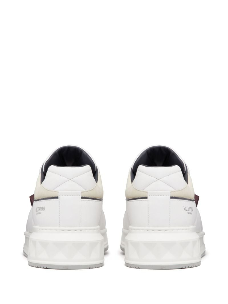 White One Stud Leather Sneakers