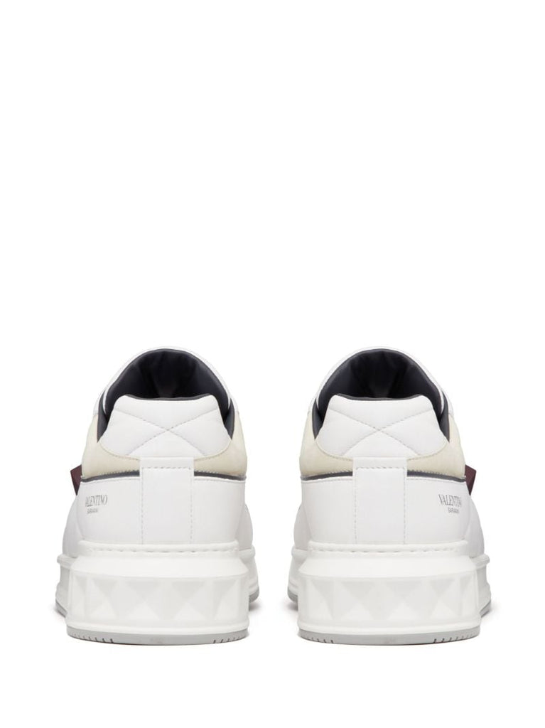 White One Stud Leather Sneakers