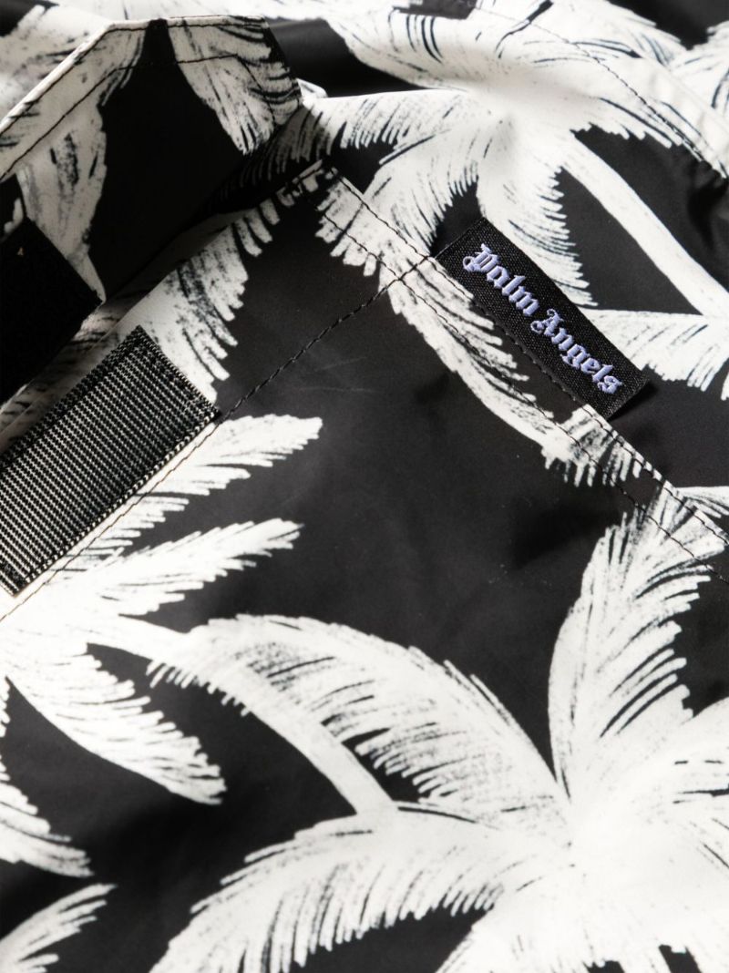 Black Palm Tree-print Swim Shorts
