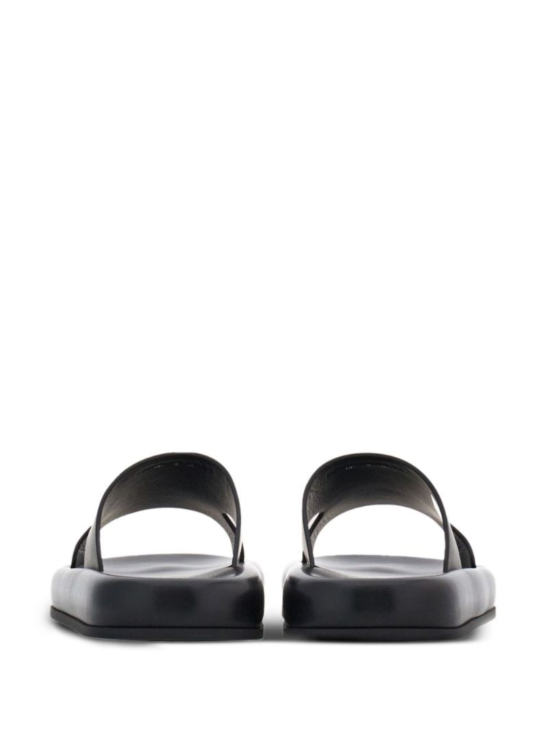 Black Cut-out Leather Slides