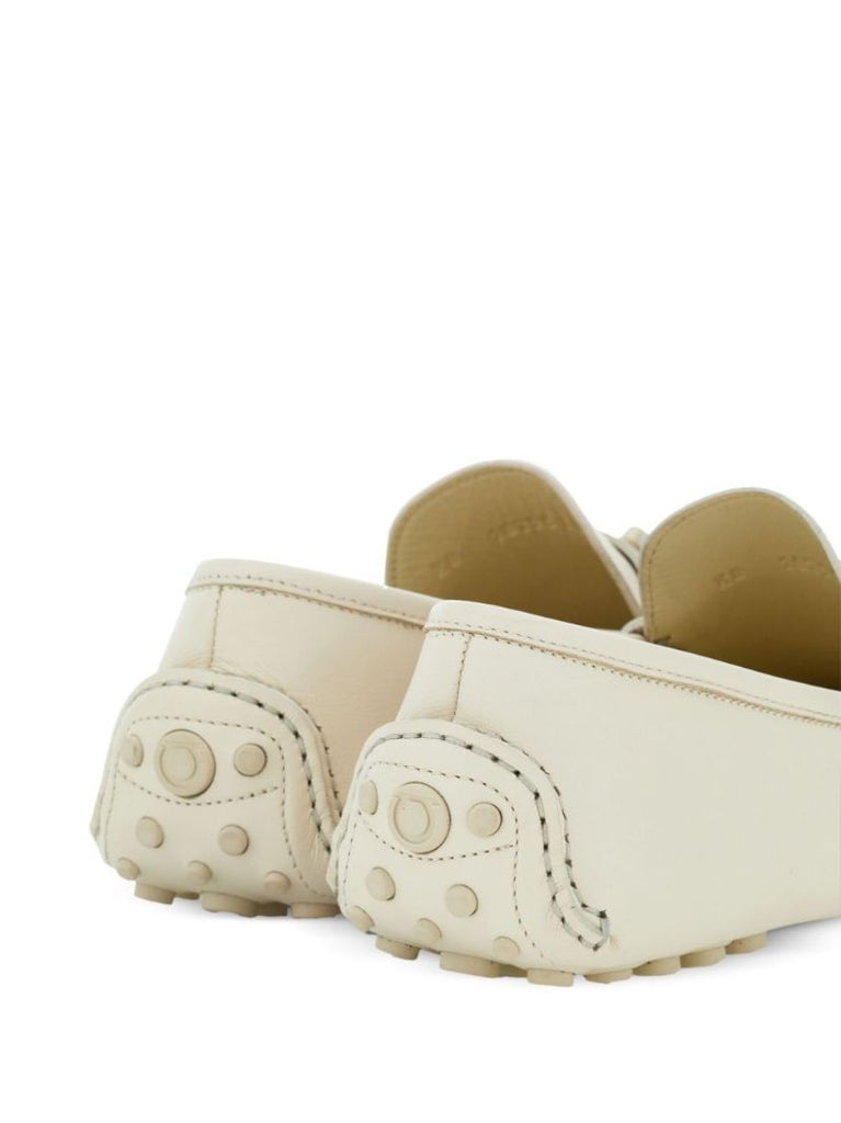 Neutral Gancini-plaque Leather Loafers