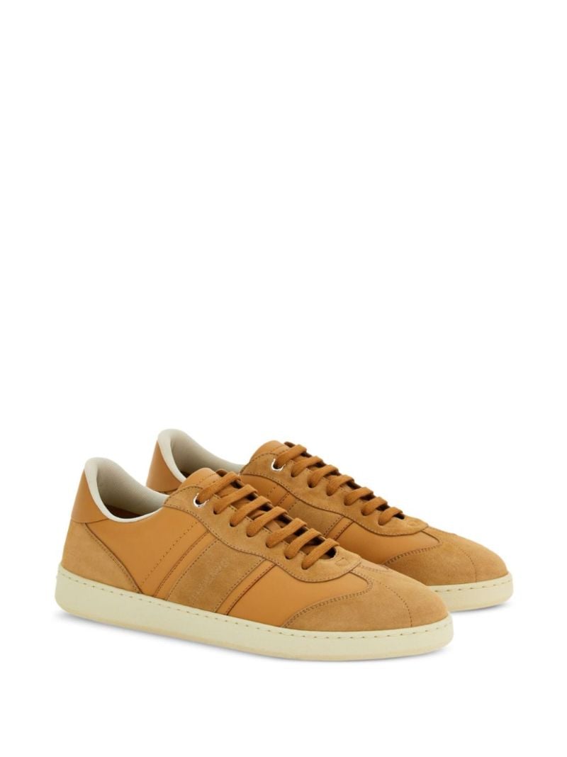Brown Logo-debossed Leather Sneakers