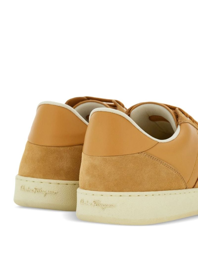 Brown Logo-debossed Leather Sneakers