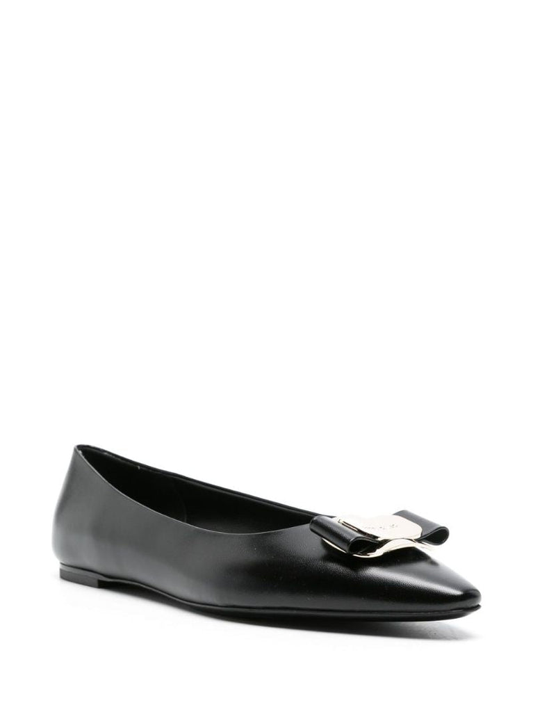 Black Vara Leather Ballet Pumps