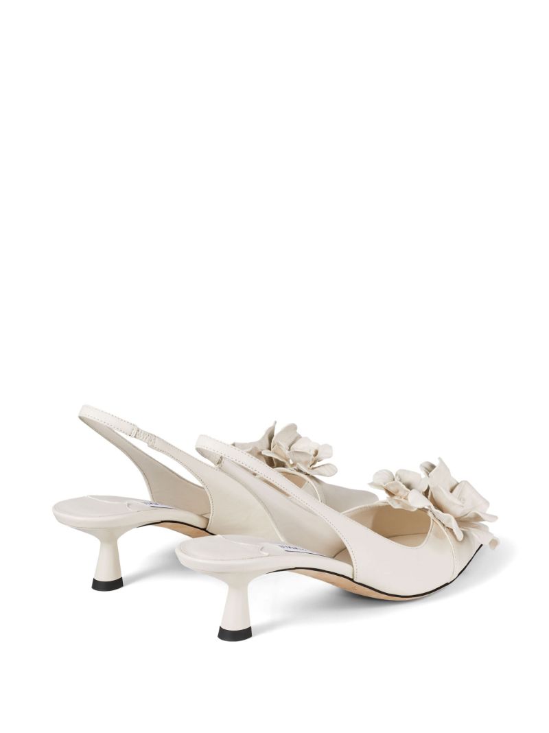 White Amita Flowers 45 Leather Pumps
