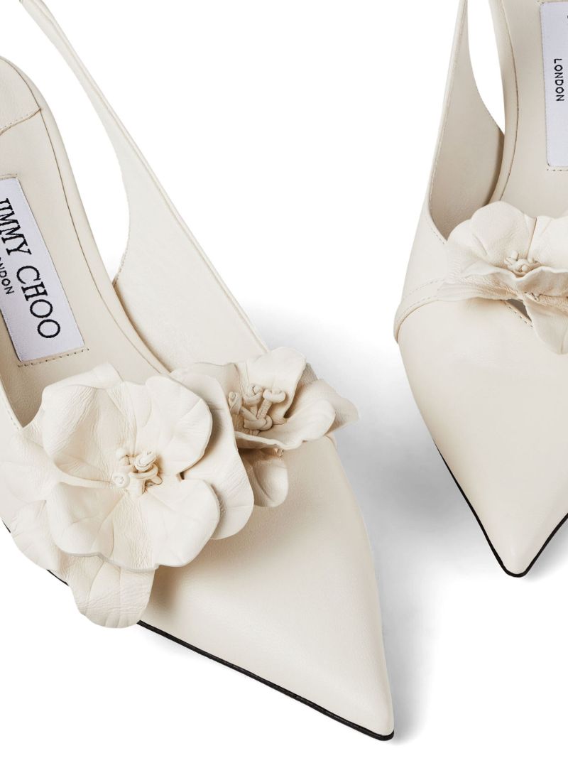 White Amita Flowers 45 Leather Pumps