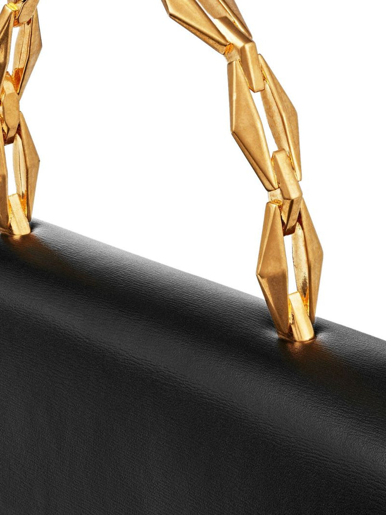 Black Diamond Leather Top Handle Bag