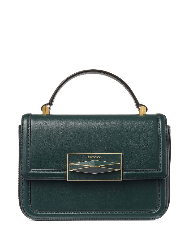 Green Diamond Leather Top Handle Bag