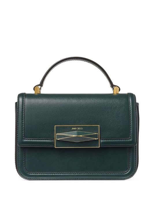 Green Diamond Leather Top Handle Bag