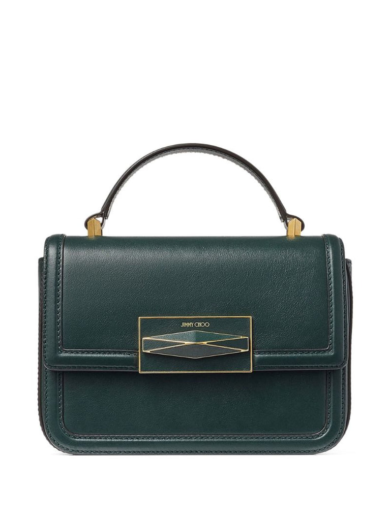 Green Diamond Leather Top Handle Bag