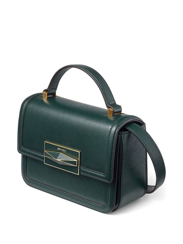 Green Diamond Leather Top Handle Bag