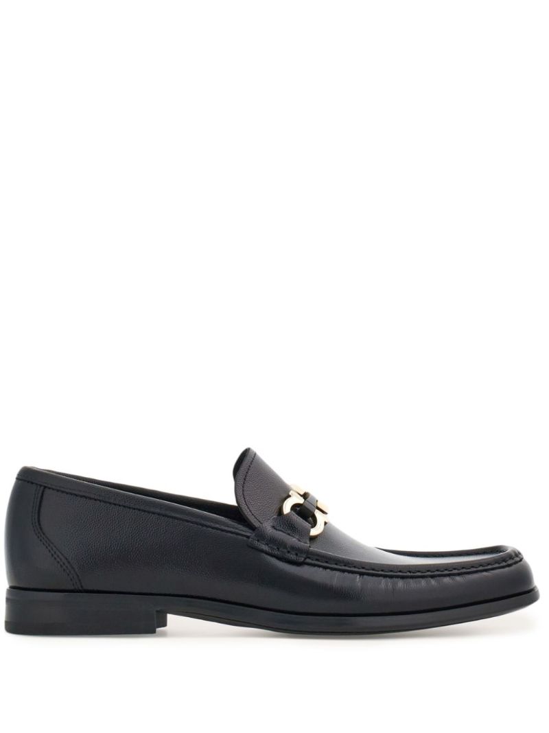 Black Gancini-plaque Leather Loafers
