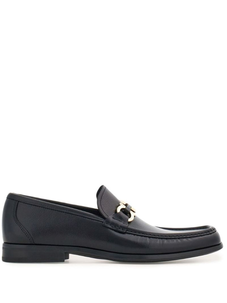 Black Gancini-plaque Leather Loafers