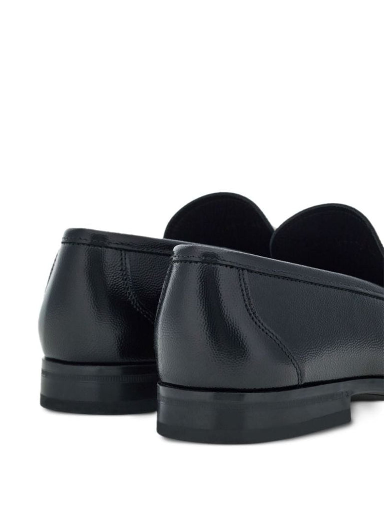 Black Gancini-plaque Leather Loafers