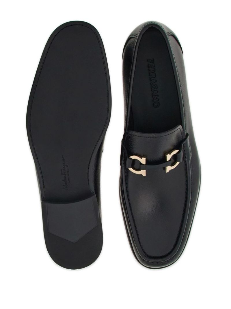 Black Gancini-plaque Leather Loafers