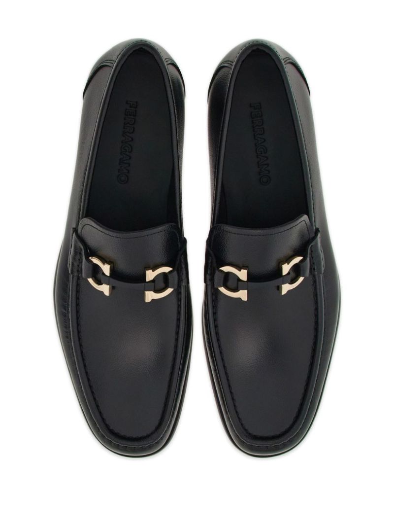 Black Gancini-plaque Leather Loafers