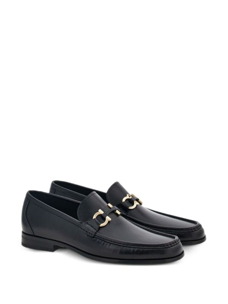 Black Gancini-plaque Leather Loafers