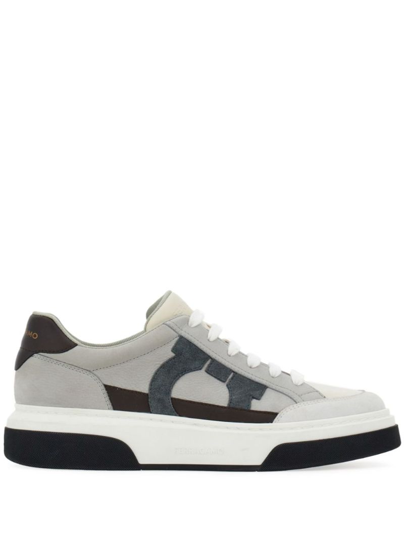 Grey Gancini Leather Sneakers